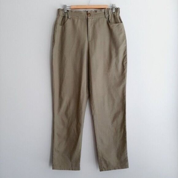 ANKO / Linen Cotton Blend Casual Pants Sage Green Sz 12 - Picture 2 of 10